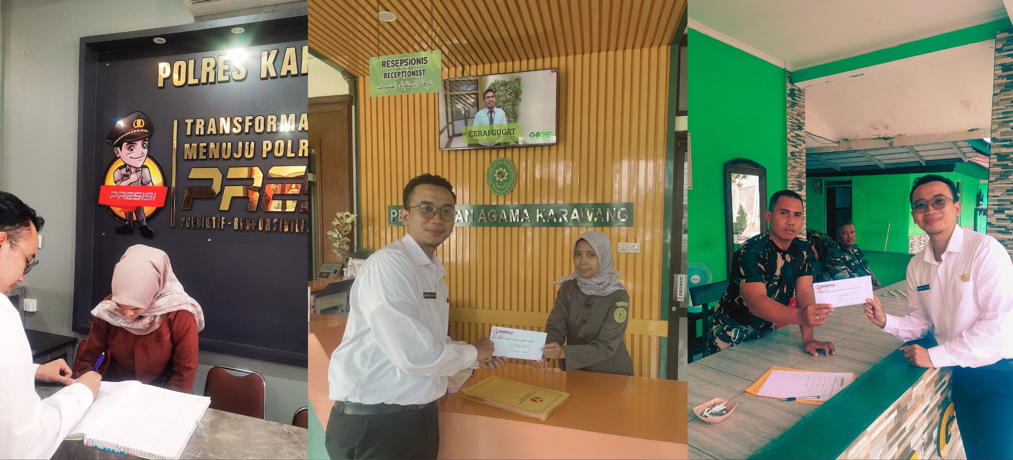 Bawaslu Kabupaten Karawang saat memberikan surat permohonan data kepada Instansi TNI Polri dan Disdukcapil Rabu (25/06/25)
