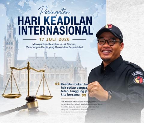 Egkus Kusnadi saat di wawancara ucapan Hari Keadilan Internasional, Jumat 17 Juli 2026.