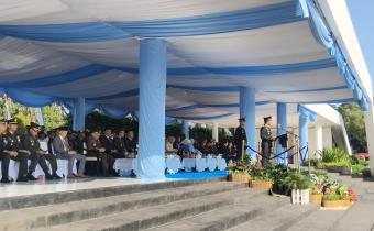 Upacara Peringatan HUT Bhayangkara ke 80 di Kabupaten Karawang, Rabu (01/07/2026).